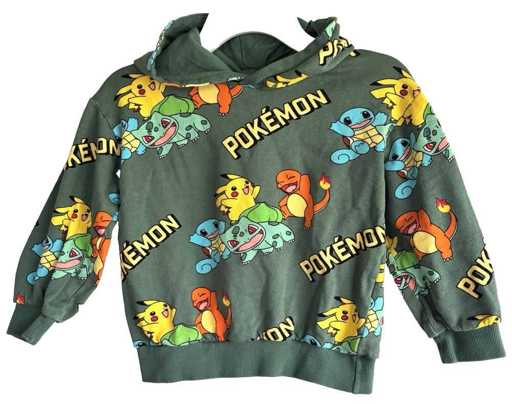 H&M Kids PokΓ©mon Pullover Hoodie Size 5T/6, Green